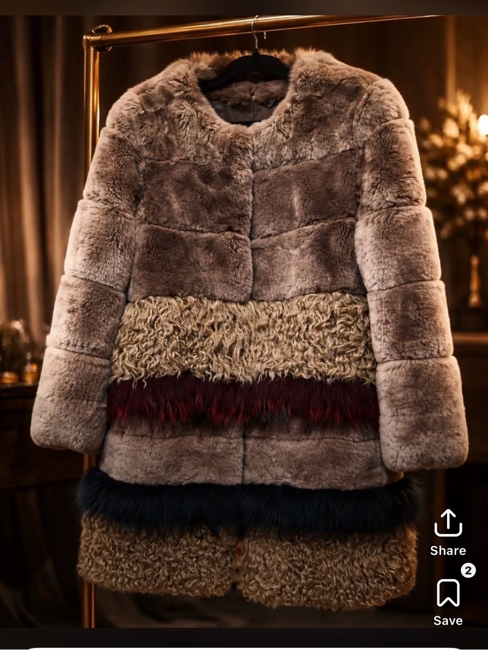 Linda Richards Luxury Rabbit Fur Colorblock
Coat | Multi Texture Banded | $1595